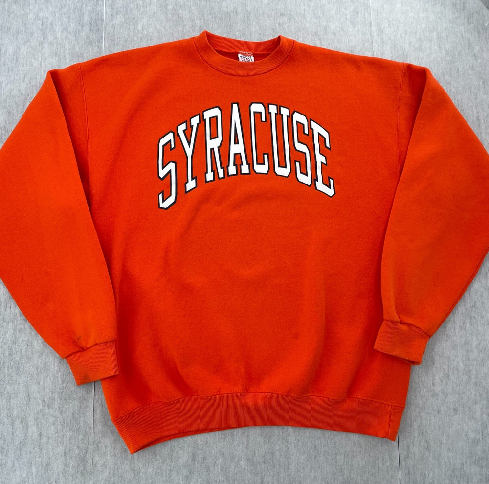 VINTAGE Syracuse Sweater Adult XL Orange Pullover Sweatshirt Logo USA Mens 80s